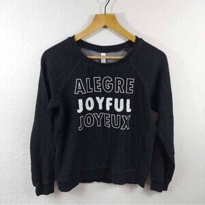 Xhilaration Womens Sweater Black Alegre Joyful Joyeux Long Sleeve X-small